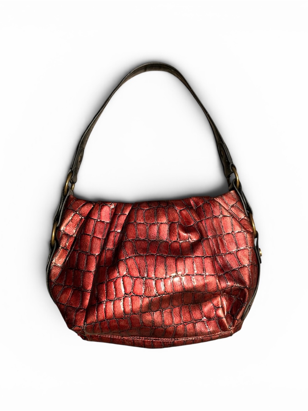 Simply Vera Vera Wand Crimson Red Faux Croc Shoulder Bag